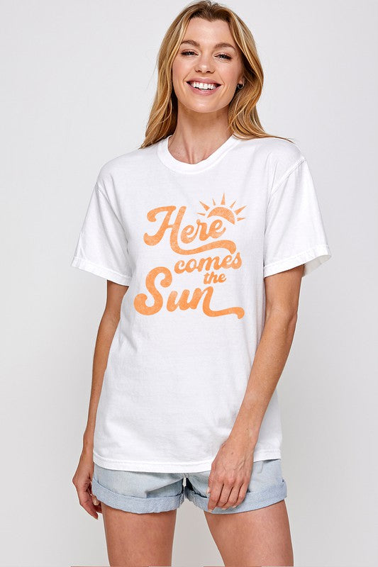 HERE COMES THE SUN Graphic Print Women Top