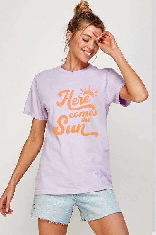 HERE COMES THE SUN Graphic Print Women Top