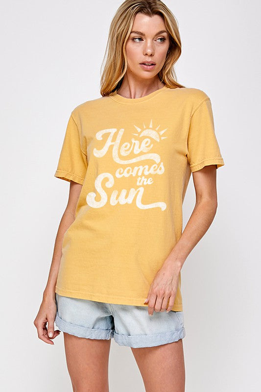 HERE COMES THE SUN Graphic Print Women Top