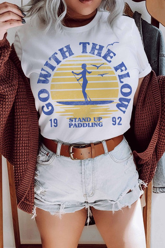 Go with the Flow Paddle Board Graphic T-Shirt