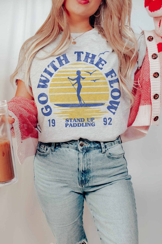 Go with the Flow Paddle Board Graphic T-Shirt
