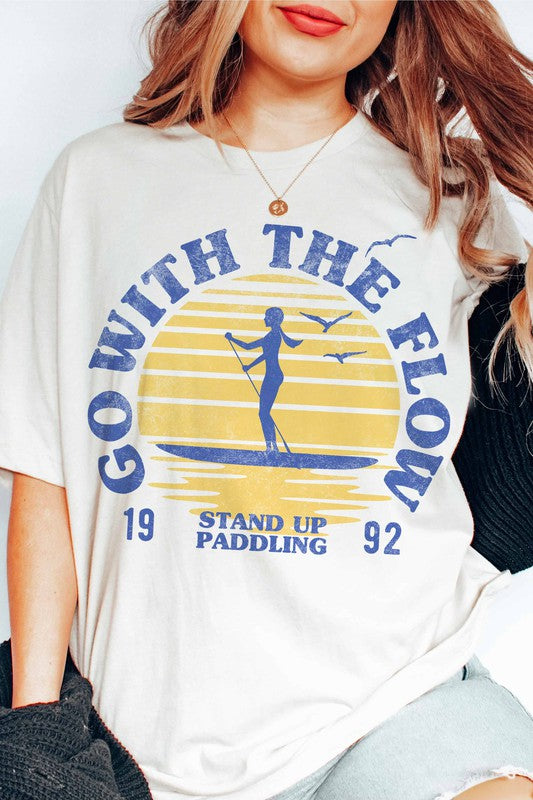 Go with the Flow Paddle Board Graphic T-Shirt