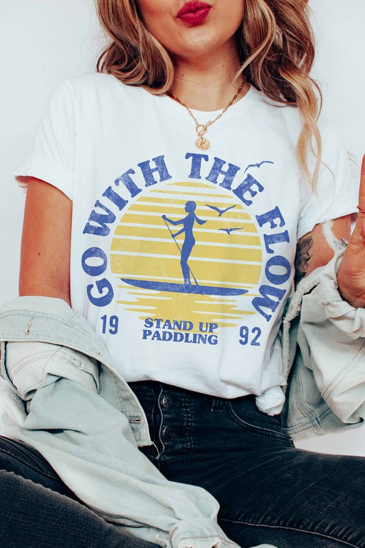 Go with the Flow Paddle Board Graphic T-Shirt