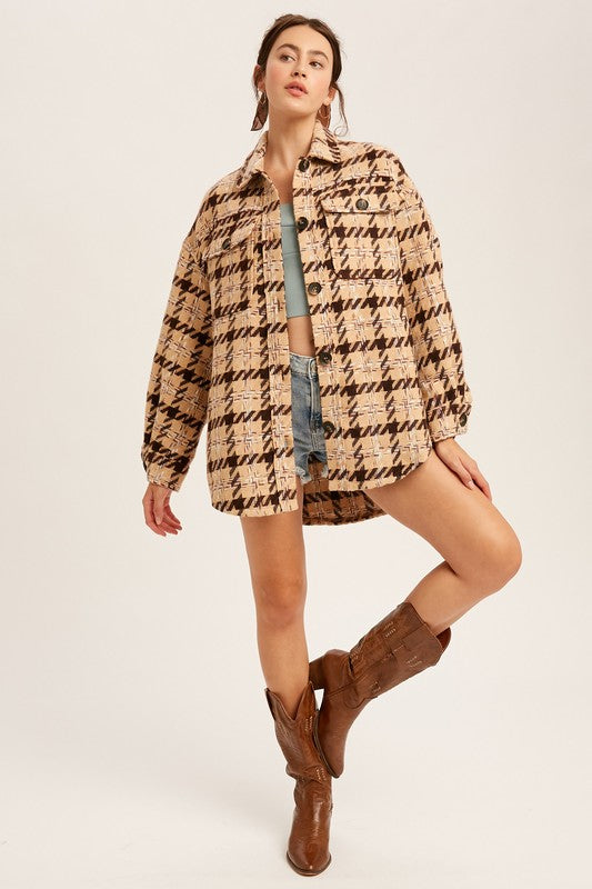 Oversized Plaid Soft Sherling Shacket