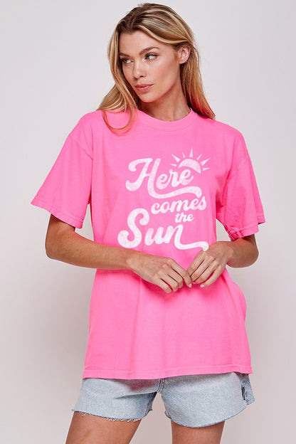 HERE COMES THE SUN Graphic Print Women Top