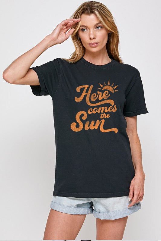 HERE COMES THE SUN Graphic Print Women Top