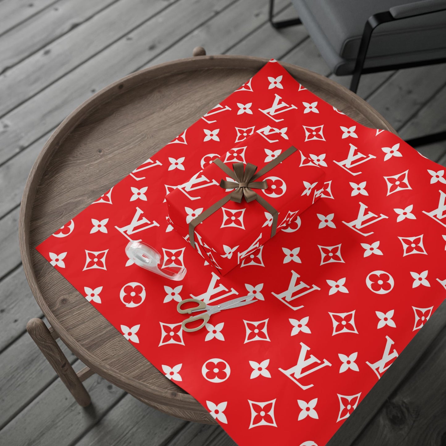 Red Designer LV Inspired Wrapping Paper