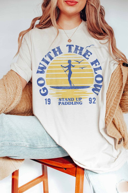 Go with the Flow Paddle Board Graphic T-Shirt
