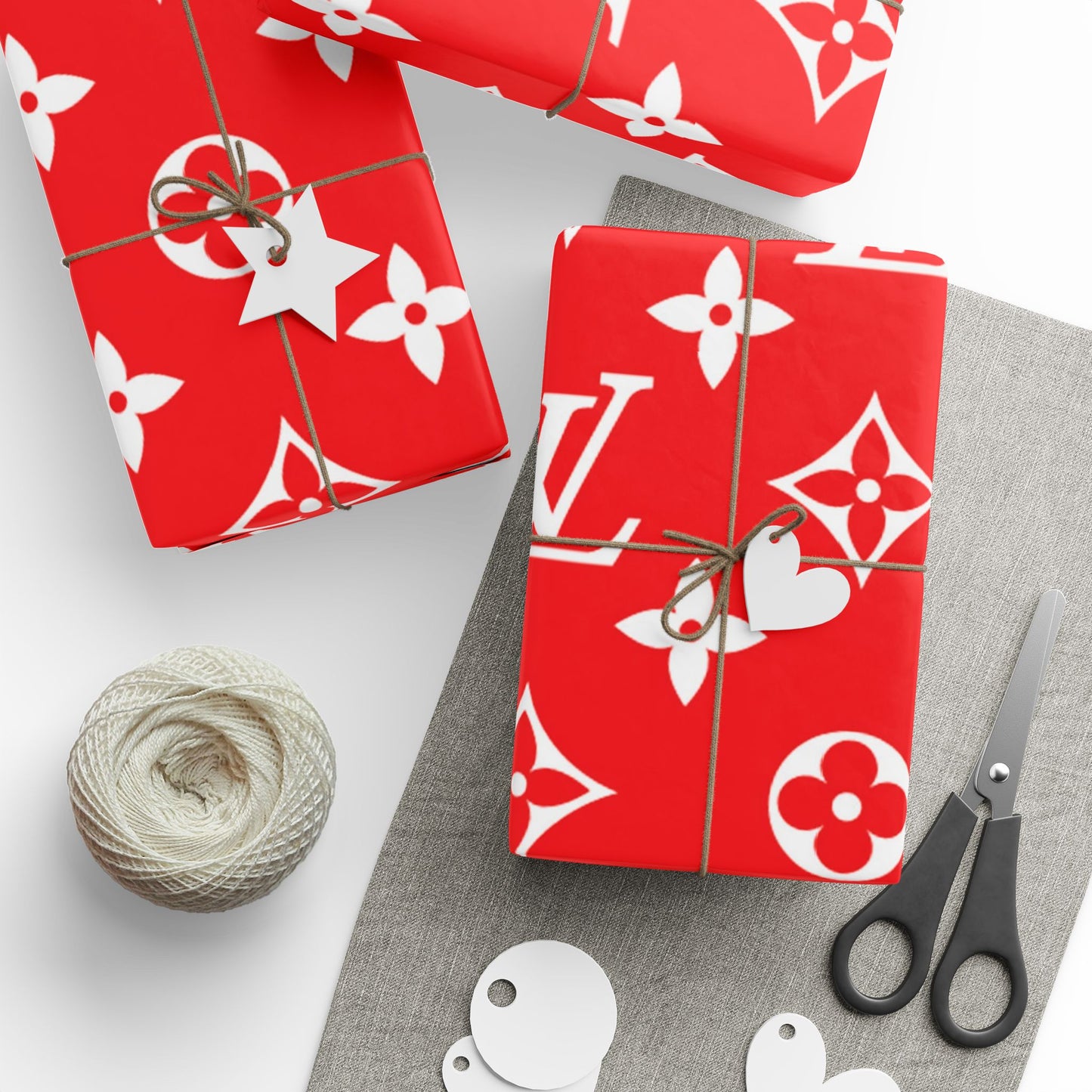 Red Designer LV Inspired Wrapping Paper
