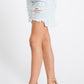 Button Fly High Low distressed Short Denim Skirt