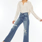 Kan Can USA ULTRA HIGH RISE DISTRESSED NINETIES FLARE-KC8682M