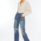 Kan Can USA ULTRA HIGH RISE DISTRESSED NINETIES FLARE-KC8682M
