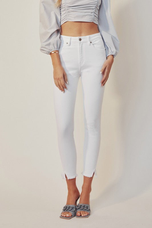 Kan Can USA HIGH RISE ANKLE SKINNY WHITE JEANS