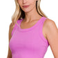 RIBBED SCOOP NECK CROP TANK TOP