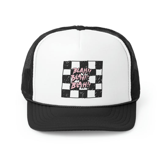 Blah Blah Blah Checkered Trucker Hat